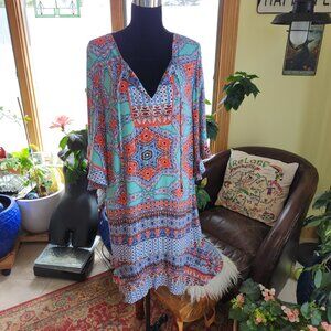 25231  Democracy Dress Size M Multicolor, green, orange, blue Bohemian